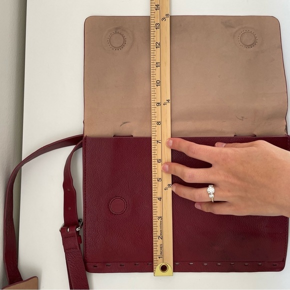 By Malene Birger Crossbody Bag purse red leather envelope medium solid designer - Picture 14 of 15